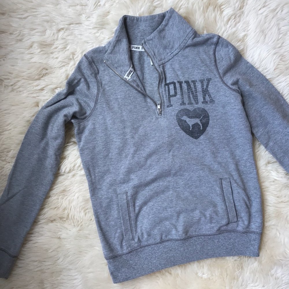 VS PINK Quarter Zip Pullover | Gray
